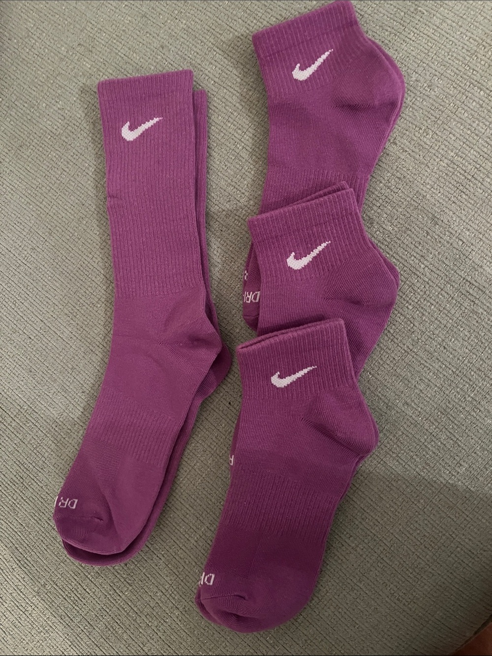 Nike Purple Crew & Ankle Swoosh Sock Set - 4 Pack